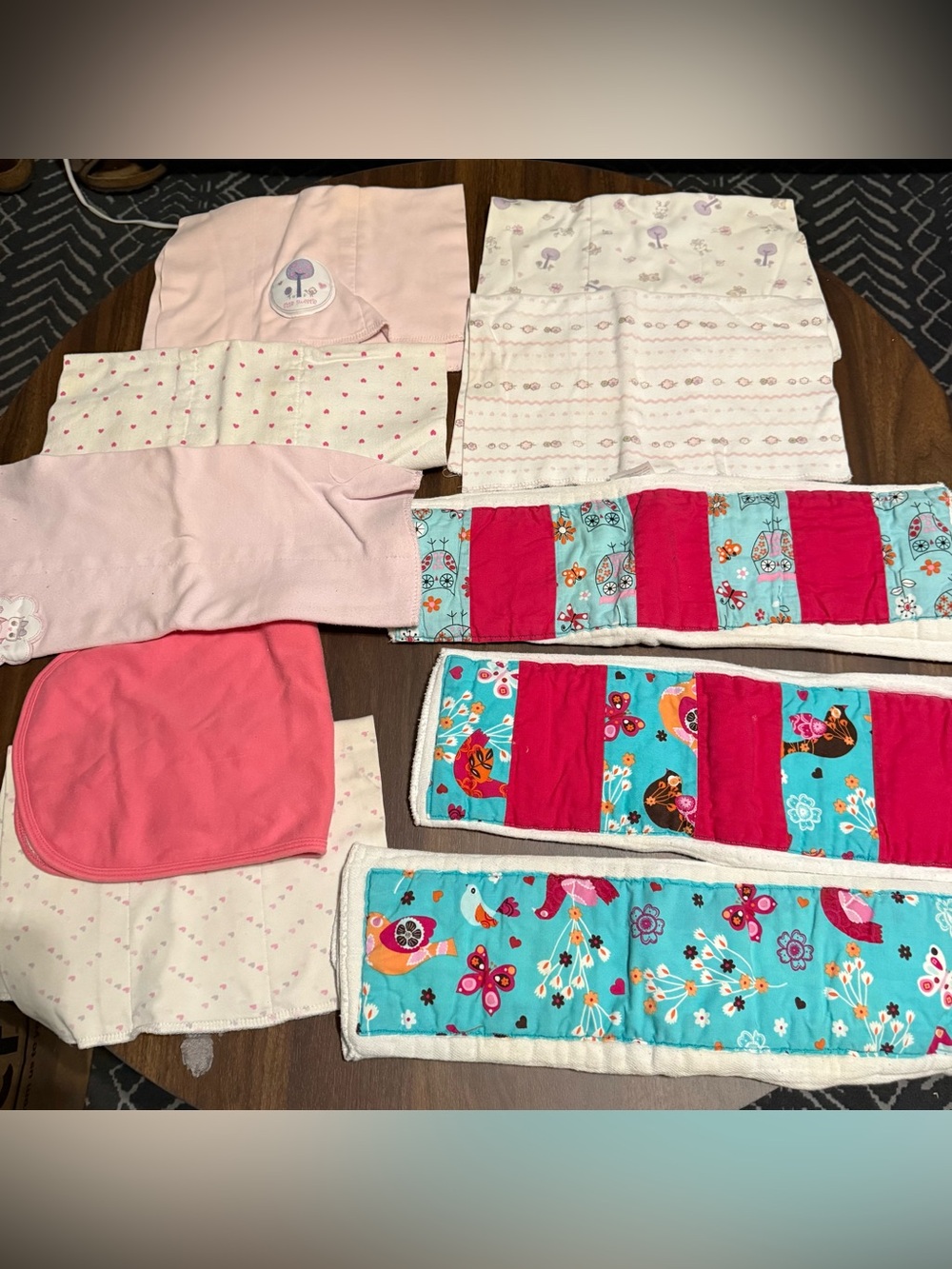 Girls blankets and burp cloth bundle